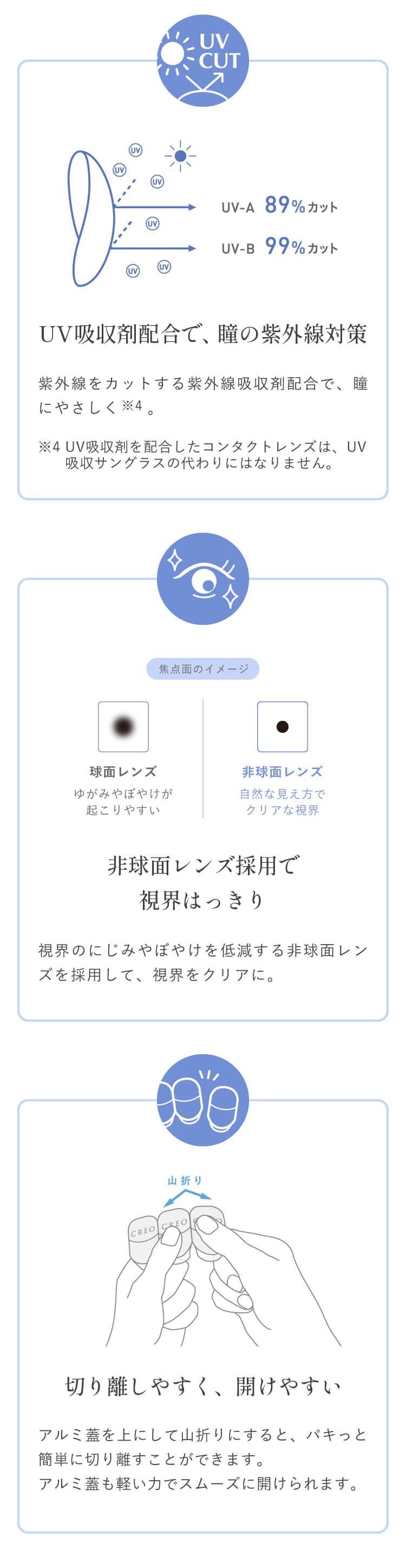 シリコーン素材のレンズで、たっぷり酸素を通す