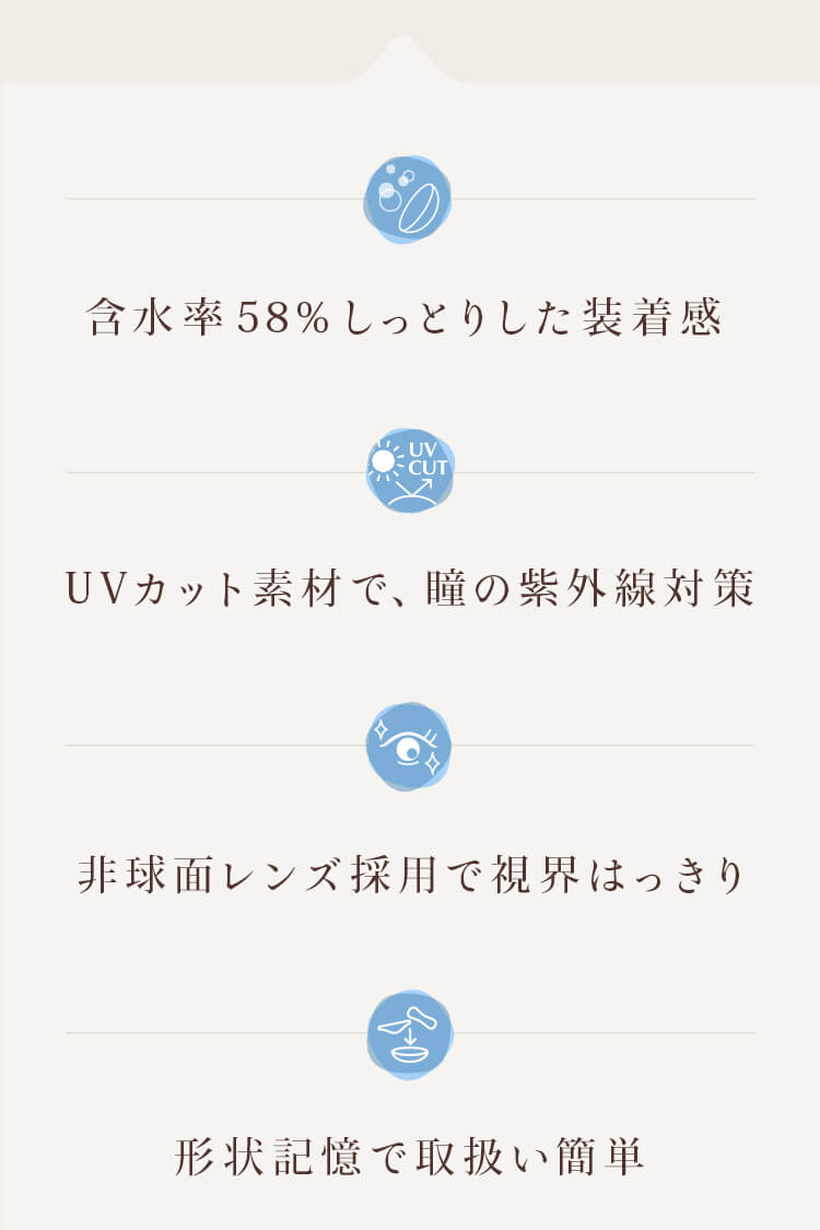 含水率58% しっとりした装着感