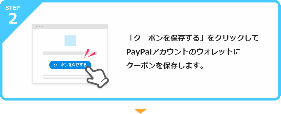 「クーポンを保存する」をクリックしてPayPalアカウントのウォレットにクーポンを保存します。